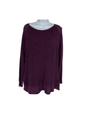 Soft Surroundings Long Sleeve Crew Neck Purple Chunky Knit Sweater Size XL